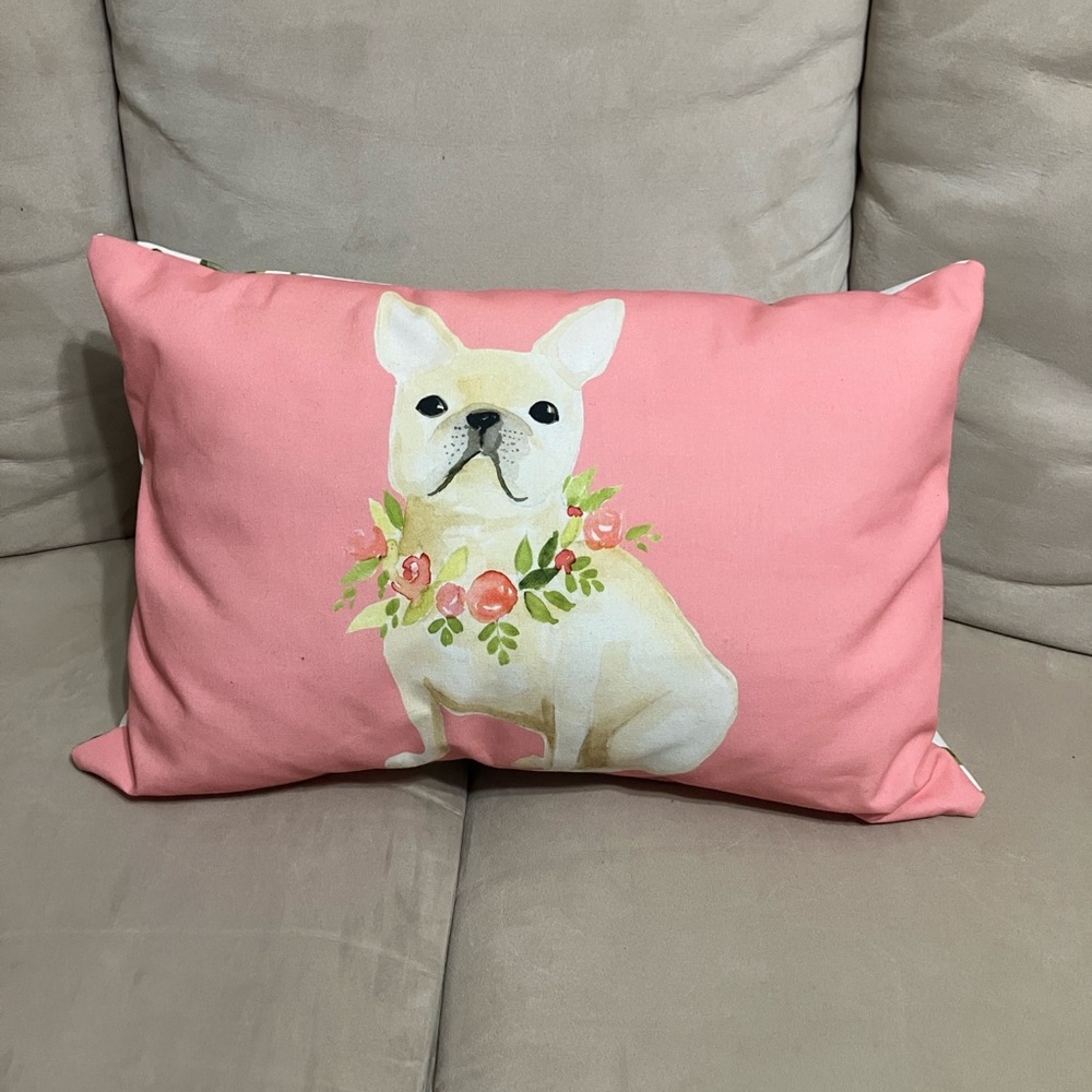 Pink Dog Print Throw Pillow